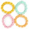 4-Piece Spiral Hair Ties, Phone Cord Coil Style Elastic Band, Gorgeous Pearls Decorated Ponytail Holders